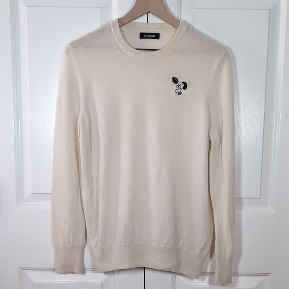 NAADAM x Peanuts Cashmere Sweater L Beige Snoopy Quiet Luxury Jumper Crewneck